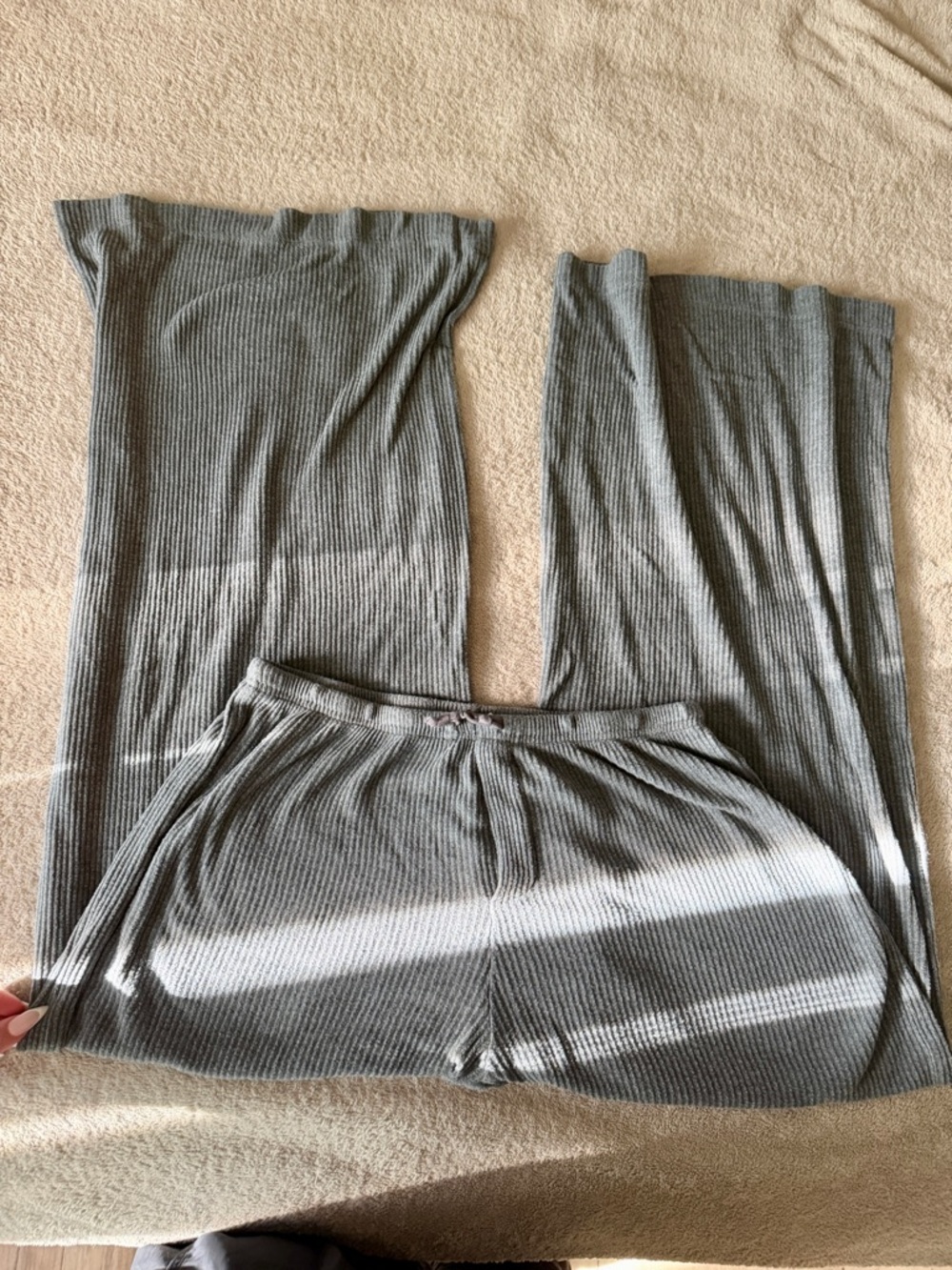 Auden Ribbed Wide-Leg Lounge Pants Gray